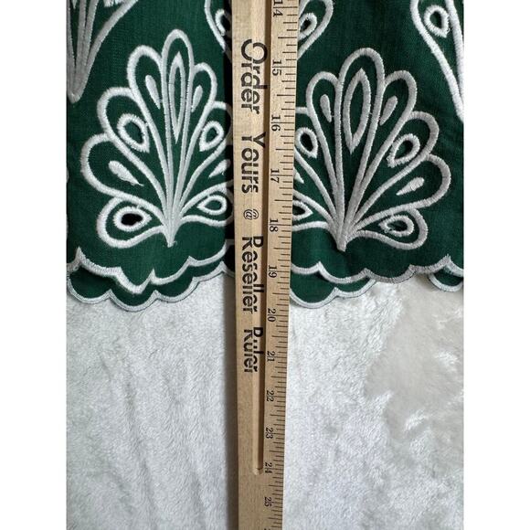 NWT Talbots Green Linen Blend Embroidered Skirt 8 P 8P Scalloped - Picture 4 of 6